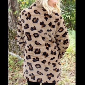 Leopard Print Faux Fur Jacket Soft Oversized Fuzzy